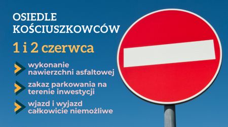 OSIEDLE KOŚCIUSZKOWCÓW <br />Zamknięcie dróg 1 i 2 czerwca