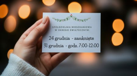 SPÓŁDZIELNIA NIECZYNNA <br />Okolicznościowe zmiany w grafiku pracy